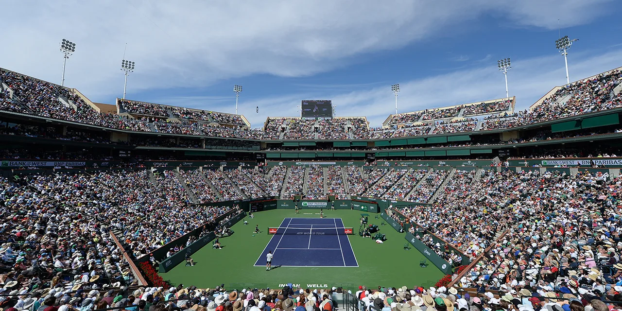 Packed Stadium 1 at the BNP Paribas Open in Indian Wells during a match