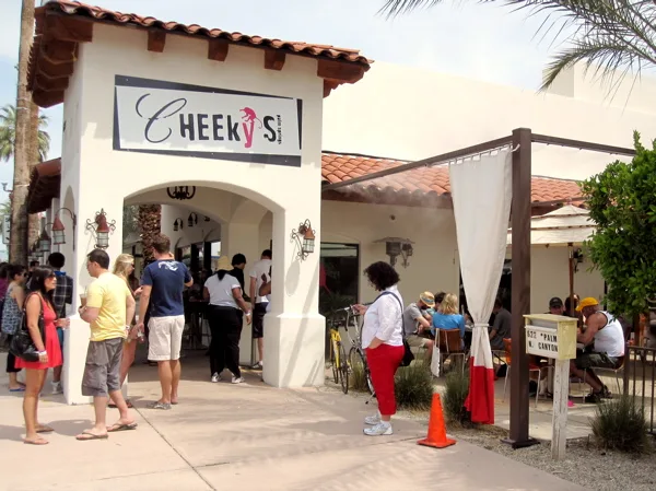 Cheeky's restaurant exterior in Palm Springs, open for dinner during Village Fest Thursday nights