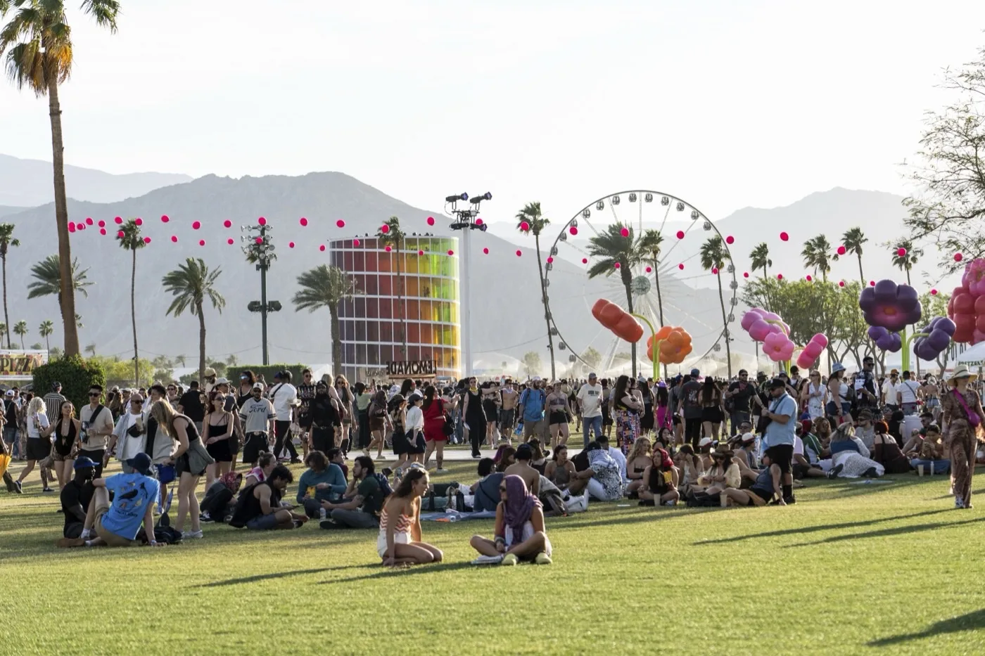 Festival crowd at Coachella in the Coachella Valley desert