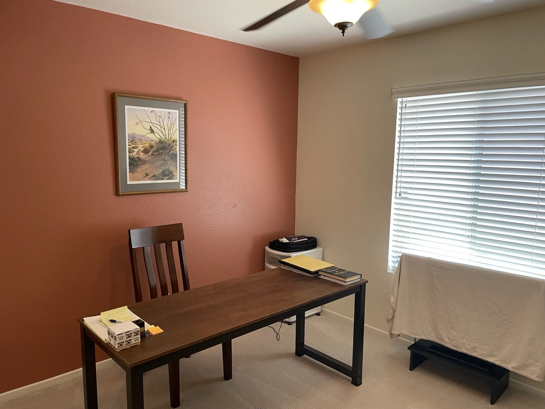 Cozy Cactus bedroom before renovation with outdated furniture and yellow walls