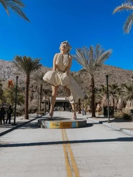 Palm Springs Art Museum exterior with desert landscaping and the San Jacinto Mountains in the background