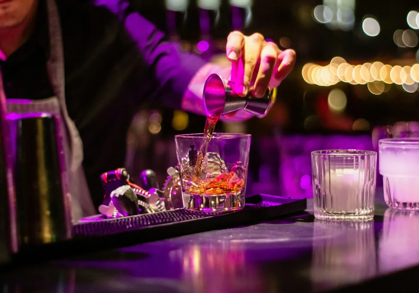 Craft cocktails at a Palm Springs bar with desert-inspired decor