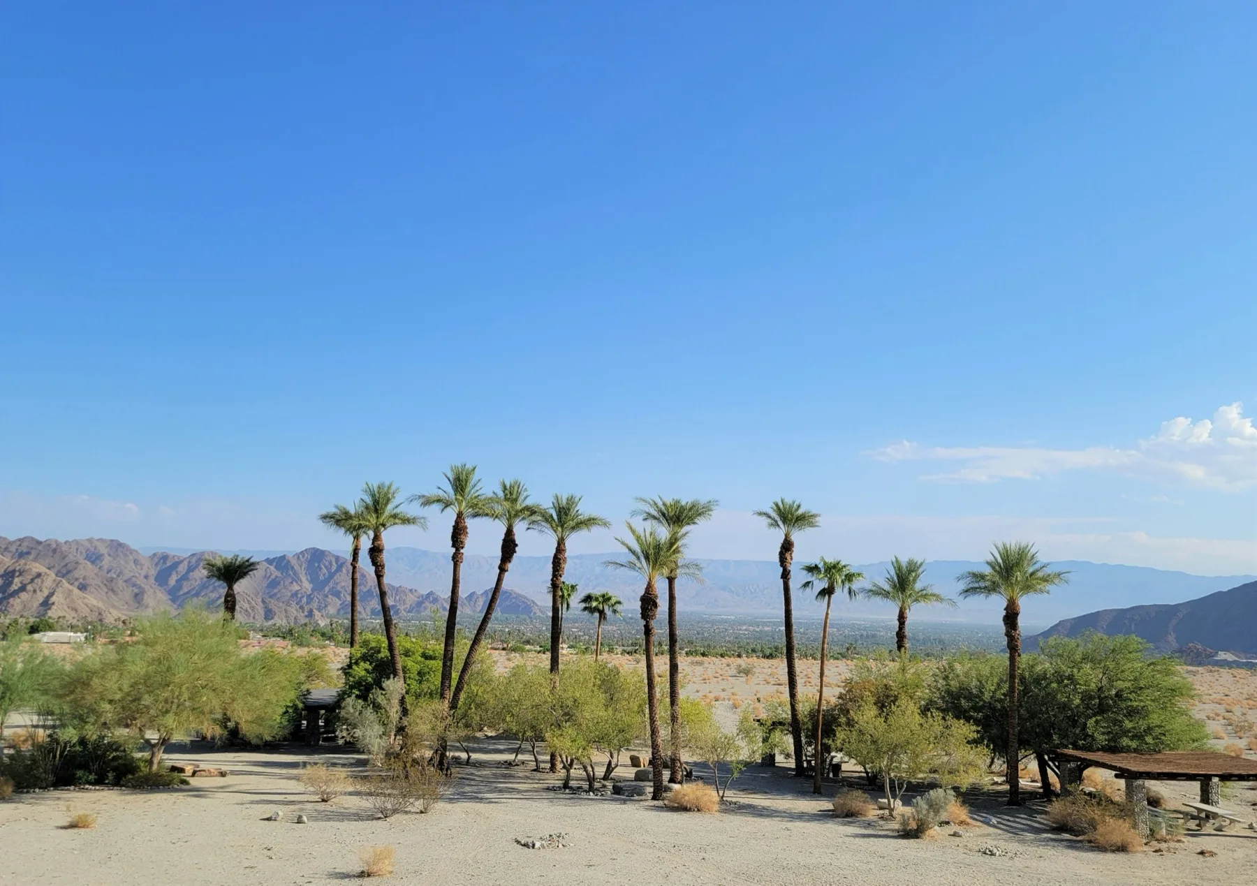 Desert valley view from Palm Springs California showing the Coachella Valley and mountain ranges
