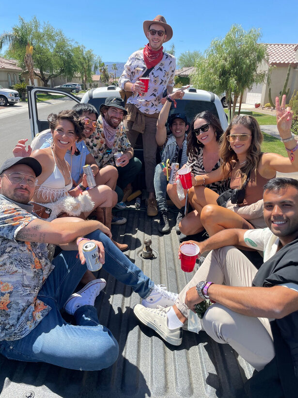 Festival guests at The Cozy Cactus getting ready for Coachella