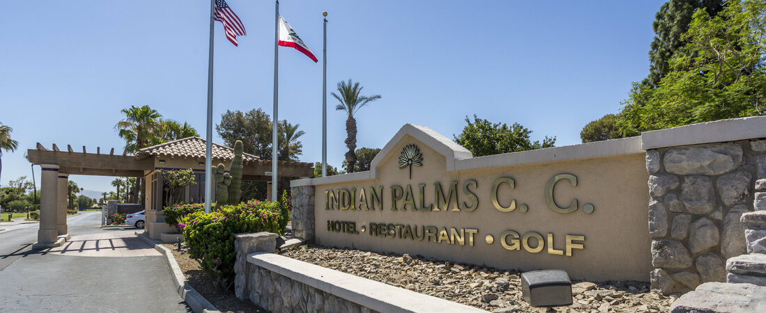 Indian Palms Country Club entrance sign in Indio, CA